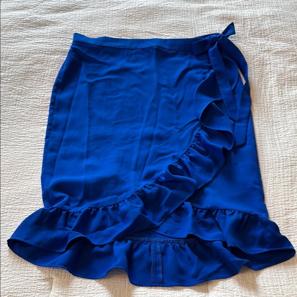 Express Blue Ruffled Wrap Skirt